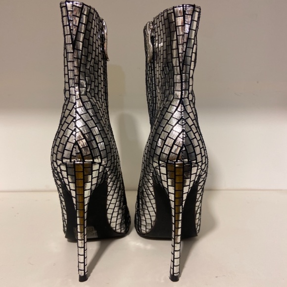 Silver and Black Ankle Boots - Picture 2 of 6